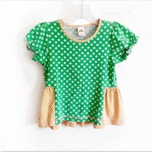 Wildflowers shirt green daisies peplum ruffles pink Eleanor Rose